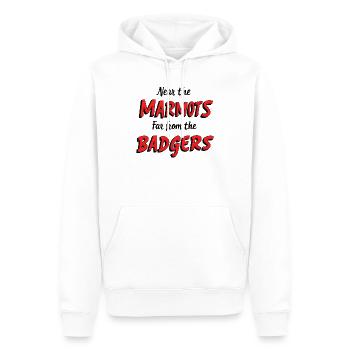 In der Nähe von Murmeltieren, weit weg von Dachsen - Männer Premium Bio Hoodie - Weiß - Vorne - Nico (187cm)