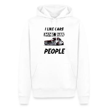 I like cars more than People. - Männer Premium Bio Hoodie - Weiß - Vorne - Nico (187cm)