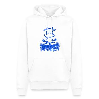 Vache zen dans la prairie - Sweat à capuche Premium bio Homme - blanc - Devant - Nico (187cm)