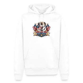 Amerikanischer Bulldog Flaggen-Emblem - Männer Premium Bio Hoodie - Weiß - Vorne - Nico (187cm)