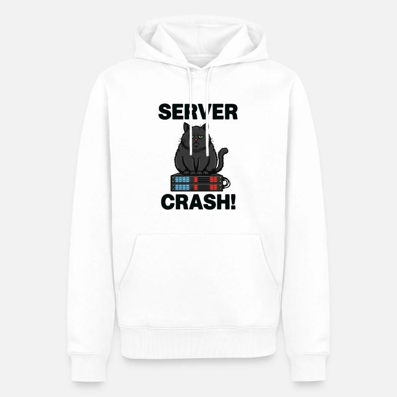 Server Crash Chat Informatique Humour - Sweat à capuche Premium bio Homme - blanc