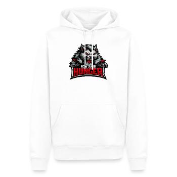 Böser Werwolf: "Ich hab Hunger" Spruch - Männer Premium Bio Hoodie - Weiß - Vorne - Nico (187cm)