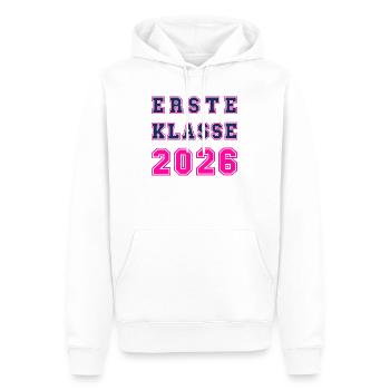 Erste Klasse 2026 – Einschulung Collegstyle pink - Männer Premium Bio Hoodie - Weiß - Vorne - Nico (187cm)