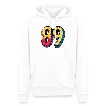 89 Number Colorful - Herre Premium økologisk hoodie - hvid - Foran - Nico (187cm)