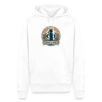 Femme forte – Changement du monde - Sweat à capuche Premium bio Homme - blanc - Devant - Nico (187cm)