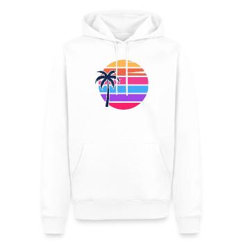 Retro Sunset Palm Circle - Men’s Premium Organic Hoodie - white - Front - Nico (187cm)
