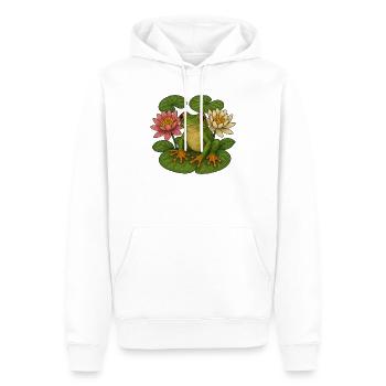 Grüner Frosch unter Lotuslilien - Männer Premium Bio Hoodie - Weiß - Vorne - Nico (187cm)