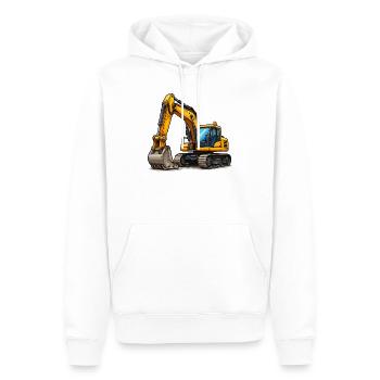 Gelber Bagger - Männer Premium Bio Hoodie - Weiß - Vorne - Nico (187cm)