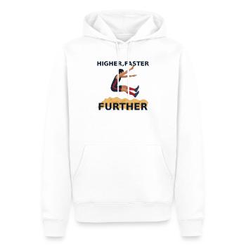 Plus haut, plus vite, plus loin – saut en longueur - Sweat à capuche Premium bio Homme - blanc - Devant - Nico (187cm)