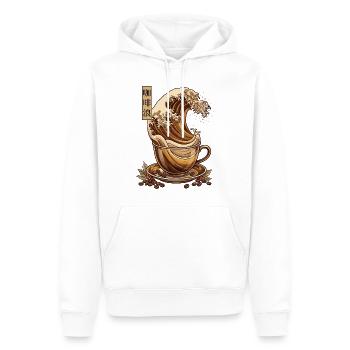 Coffee Wave Shirt Japan Style Kaffee Design - Männer Premium Bio Hoodie - Weiß - Vorne - Nico (187cm)