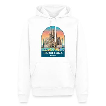 Affiche de voyage vintage de Barcelone, Espagne - Sweat à capuche Premium bio Homme - blanc - Devant - Nico (187cm)