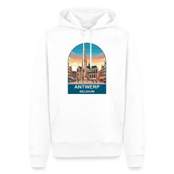 Art d’affiches de voyage vintage à Anvers en Belgique - Sweat à capuche Premium bio Homme - blanc - Devant - Nico (187cm)