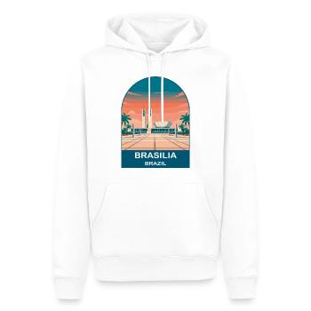 Brasilia Brazil Skyline Vintage Travel Poster - Men’s Premium Organic Hoodie - white - Front - Nico (187cm)