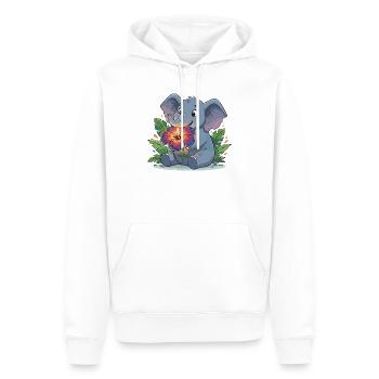 Elefant mit Hibiskusblüte - Männer Premium Bio Hoodie - Weiß - Vorne - Nico (187cm)