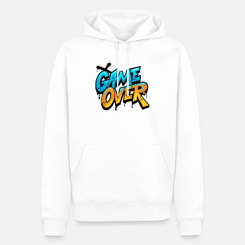 Game Over Graffiti Éclat - Sweat à capuche Premium bio Homme - blanc