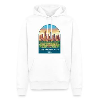 Affiche de voyage vintage Oklahoma City USA - Sweat à capuche Premium bio Homme - blanc - Devant - Nico (187cm)