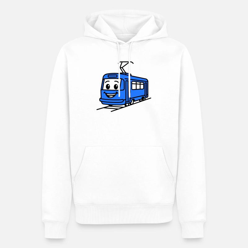 Dessin animé du tramway - Sweat à capuche Premium bio Homme - blanc
