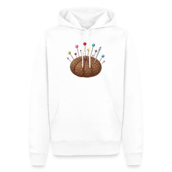 Nadelkissen mit bunten Stecknadeln - Männer Premium Bio Hoodie - Weiß - Vorne - Nico (187cm)