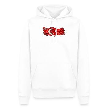 Drapeau de la Dinde Enflammée - Sweat à capuche Premium bio Homme - blanc - Devant - Nico (187cm)