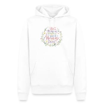 Kleine Menschen brauchen so grosse Herzen... - Männer Premium Bio Hoodie - Weiß - Vorne - Nico (187cm)