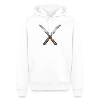 Couteau - Sweat à capuche Premium bio Homme - blanc - Devant - Nico (187cm)
