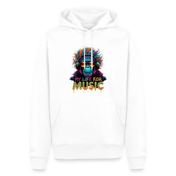 Chimpanzé coloré – Ma vie pour la musique - Sweat à capuche Premium bio Homme - blanc - Devant - Nico (187cm)