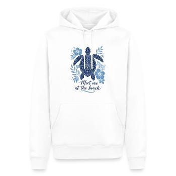 Meet me at the Beach – Schildkröte im Mandala-Stil - Männer Premium Bio Hoodie - Weiß - Vorne - Nico (187cm)