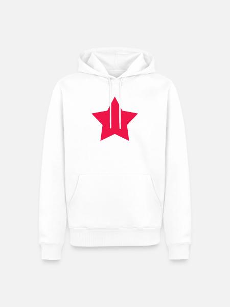 roter Stern, Stern rot, red star - Männer Premium Bio Hoodie - Weiß