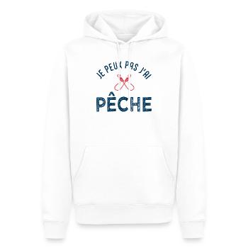 Je peux pas j'ai pêche – T-shirt pêcheur humour - Sweat à capuche Premium bio Homme - blanc - Devant - Nico (187cm)