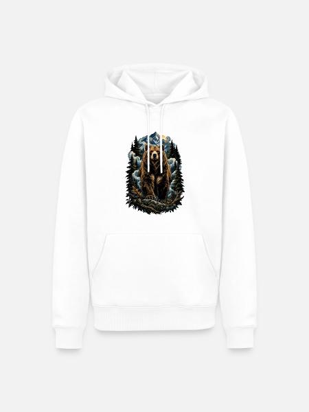 Bär im Bergwald – Natur-Tierkunst - Männer Premium Bio Hoodie - Weiß