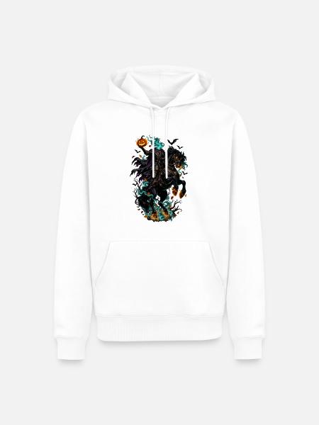 Kürbisgeist-Reiter im Feuerschimmer - Männer Premium Bio Hoodie - Weiß