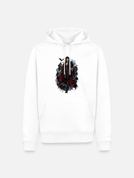 Adliger Vampir im Barockcape - Männer Premium Bio Hoodie - Weiß