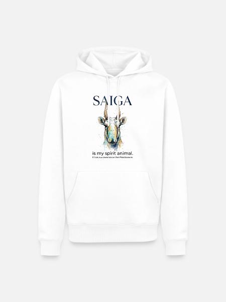 Saiga Antelope Spirit Animal - Männer Premium Bio Hoodie - Weiß