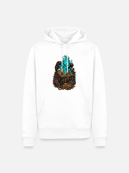 Blaues Flammen-Tresor - Männer Premium Bio Hoodie - Weiß