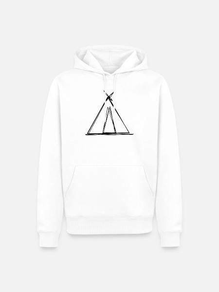Zelt handgezeichnet - Männer Premium Bio Hoodie - Weiß