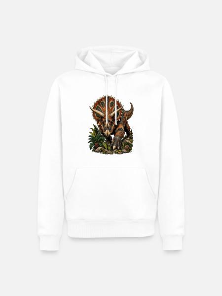 Farbenfroher Triceratops mit Muster - Männer Premium Bio Hoodie - Weiß