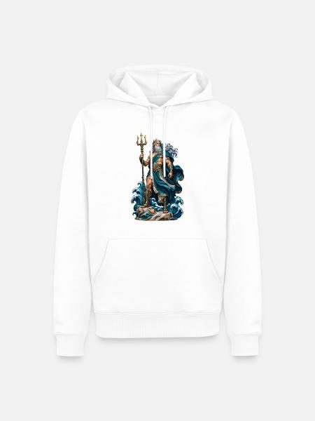 Meeresgott Poseidon im Sturm - Männer Premium Bio Hoodie - Weiß