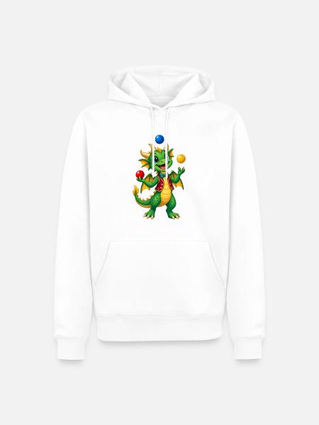 Jongliernder Drache mit bunten Kugeln - Männer Premium Bio Hoodie - Weiß