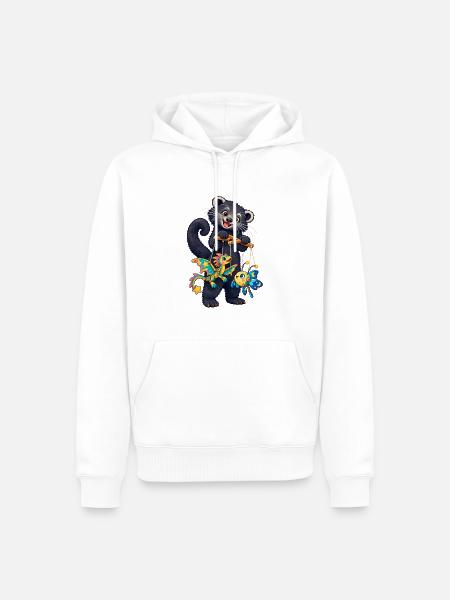 Binturong mit bunten Fadenfiguren - Männer Premium Bio Hoodie - Weiß