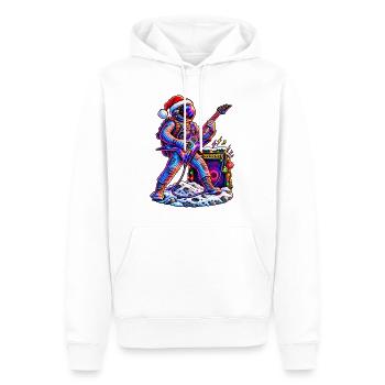 KOSMISCHER ROCKER | Santas lautester Helfer - Männer Premium Bio Hoodie - Weiß - Vorne - Nico (187cm)