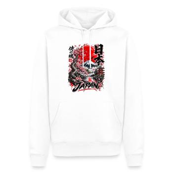 Japan Samurai Spirit – Mount Fuji Design - Männer Premium Bio Hoodie - Weiß - Vorne - Nico (187cm)