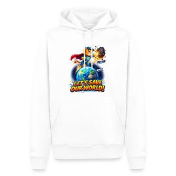 Superhelden-Kätzchen rettet die Erde - Männer Premium Bio Hoodie - Weiß - Vorne - Nico (187cm)