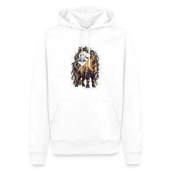 Takin mit winterlichem Kristallglockentor - Männer Premium Bio Hoodie - Weiß - Vorne - Nico (187cm)