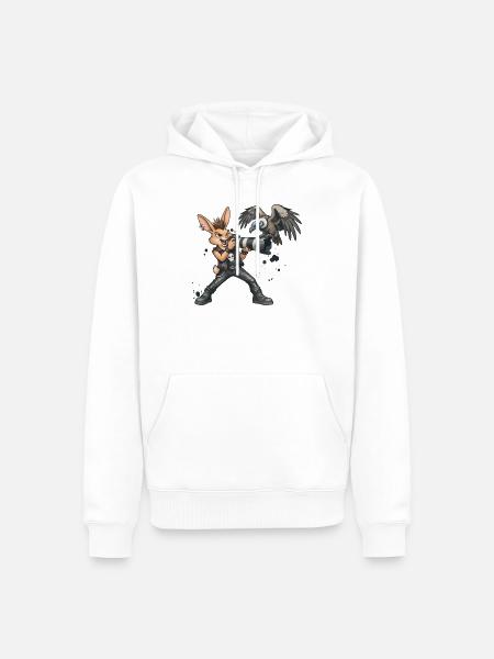Punk-Hase, der Safari-Fotograf - Männer Premium Bio Hoodie - Weiß