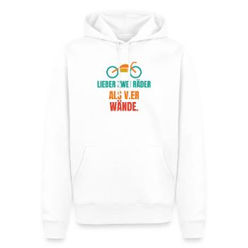 Lieber zwei Räder als vier Wände – Motorrad - Männer Premium Bio Hoodie - Weiß - Vorne - Nico (187cm)