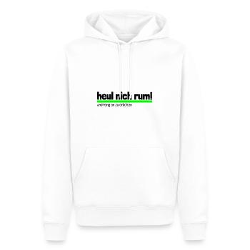 Spruch "heul nich rum - fang an zu arbeiten"-bow - Männer Premium Bio Hoodie - Weiß - Vorne - Nico (187cm)
