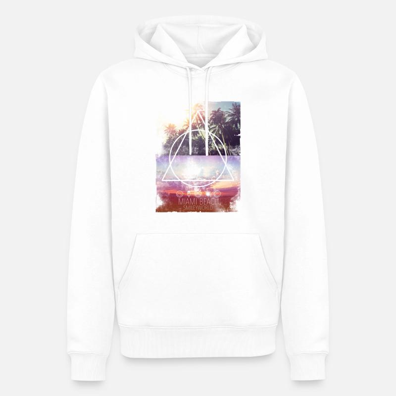 SmileyWorld Miami Beach - Sweat à capuche Premium bio Homme - blanc