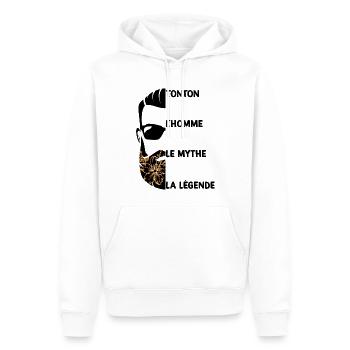 Mon Tonton l homme le mythe la legende - Sweat à capuche Premium bio Homme - blanc - Devant - Nico (187cm)