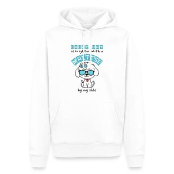 Brighter Days with My Maltese – Cute Cartoon Dog - Men’s Premium Organic Hoodie - white - Front - Nico (187cm)