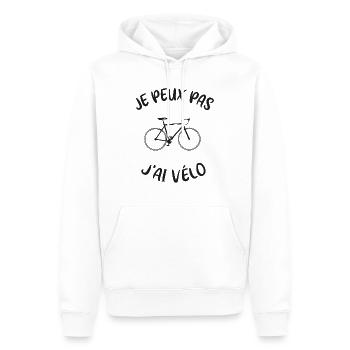 Je peux pas j'ai vélo - Sweat à capuche Premium bio Homme - blanc - Devant - Nico (187cm)